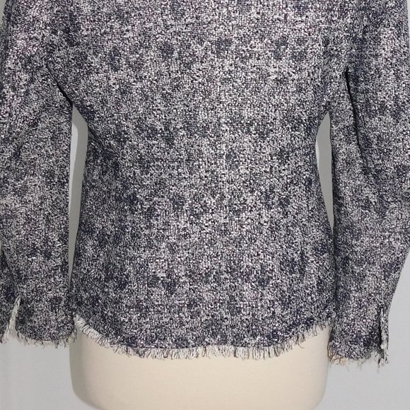 Talbots Blue Tweed Fringed Lined Blazer - Picture 6 of 9